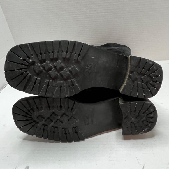 Stuart Weitzman Black Suede Brown Faux Fur Lined Stacked Heel Boot Zip Up 8.5 - Picture 9 of 11